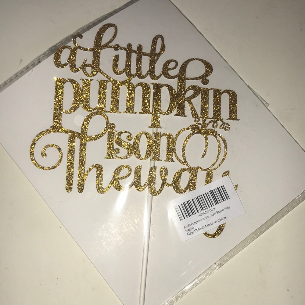 NIP “A Little Pumpkin Is On The Way" Cake Topper